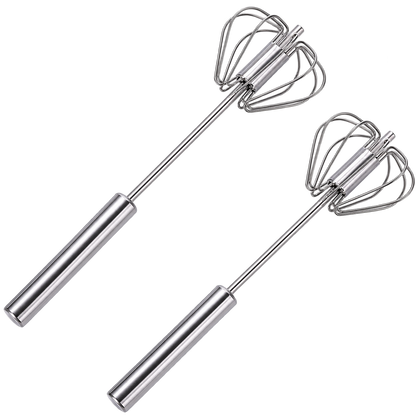 2PCS Stainless Steel Hand-Push Spinning Wire Whisk🍳