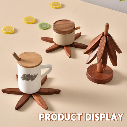 ✨Natural Tree Trivet Set - 4 bamoo Trivets & 1 Stand Like a Christmas Tree