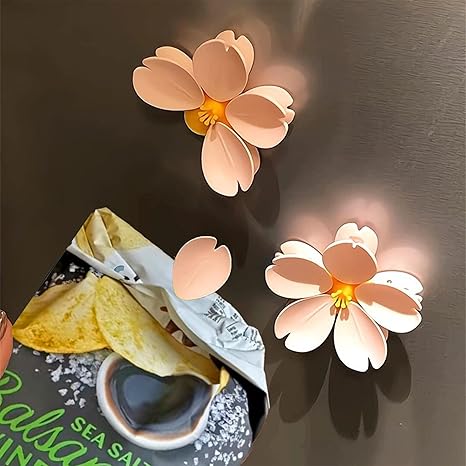 🌸Cherry Blossom Magnetic Bag Clips, Pink Sakura Food Sealing Clip for Kitchen, Decorative Fridge Magnets