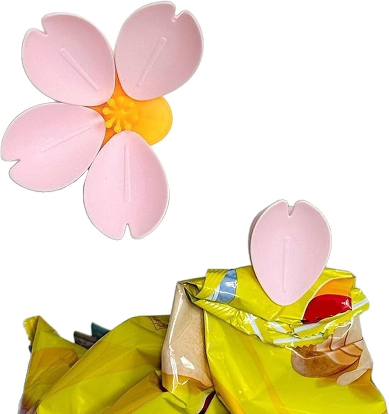 🌸Cherry Blossom Magnetic Bag Clips, Pink Sakura Food Sealing Clip for Kitchen, Decorative Fridge Magnets