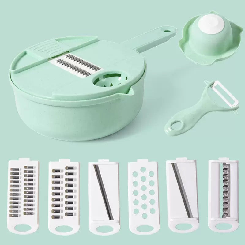 Vegetable Choppers with Drain Basket | 9 in 1 Vegetable Slicer Blades (1 Set)