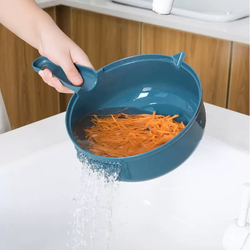 Vegetable Choppers with Drain Basket | 9 in 1 Vegetable Slicer Blades (1 Set)