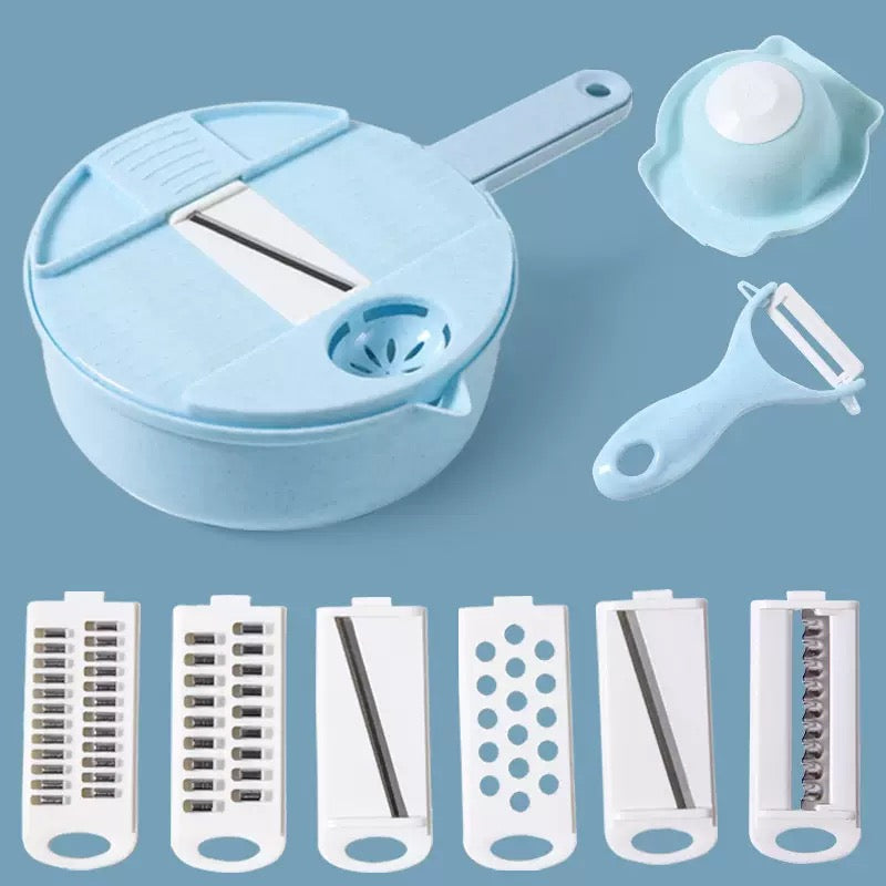 Vegetable Choppers with Drain Basket | 9 in 1 Vegetable Slicer Blades (1 Set)