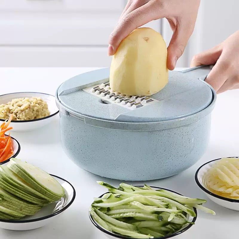 Vegetable Choppers with Drain Basket | 9 in 1 Vegetable Slicer Blades (1 Set)