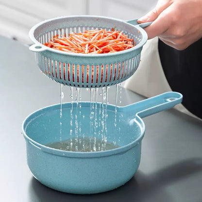 Vegetable Choppers with Drain Basket | 9 in 1 Vegetable Slicer Blades (1 Set)