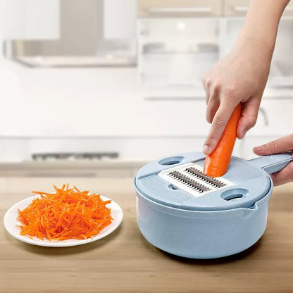Vegetable Choppers with Drain Basket | 9 in 1 Vegetable Slicer Blades (1 Set)