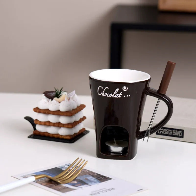 🍫 Handmade Chocolate Melting Mug – The Cozy Fondue Experience