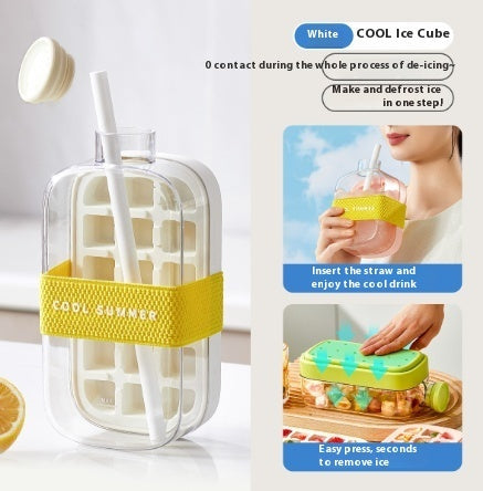 Instant Ice Maker Cup with Straw – One-Press Ice Mold for Chilled Drinks