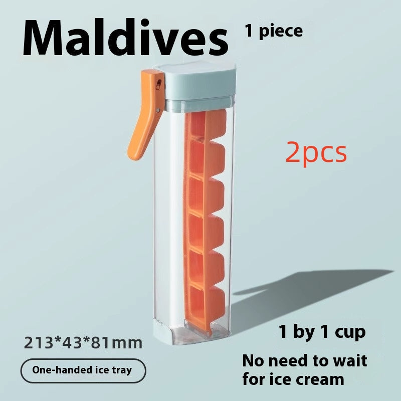 Ice Cube Tray with Storage Bin & Lid – Easy Press Release Ice Maker