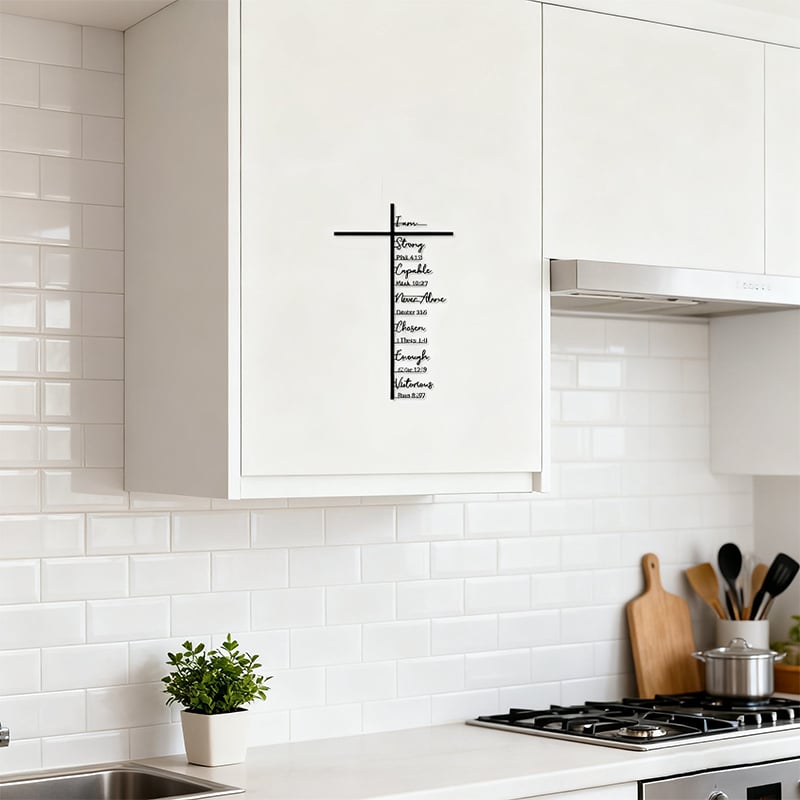 🕊️✝️ Elegant Metal Cross Wall Art – Scripture-Inspired Design for Peaceful Living Spaces 🌸