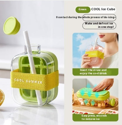 Instant Ice Maker Cup with Straw – One-Press Ice Mold for Chilled Drinks