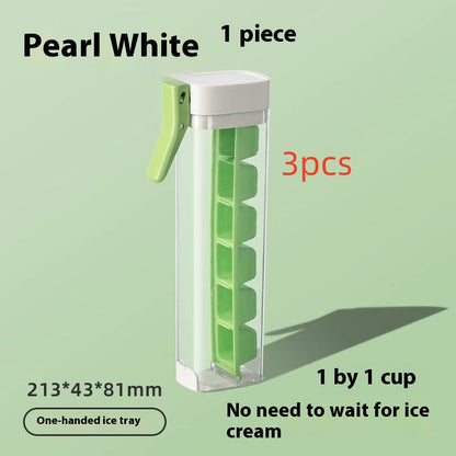 Ice Cube Tray with Storage Bin & Lid – Easy Press Release Ice Maker