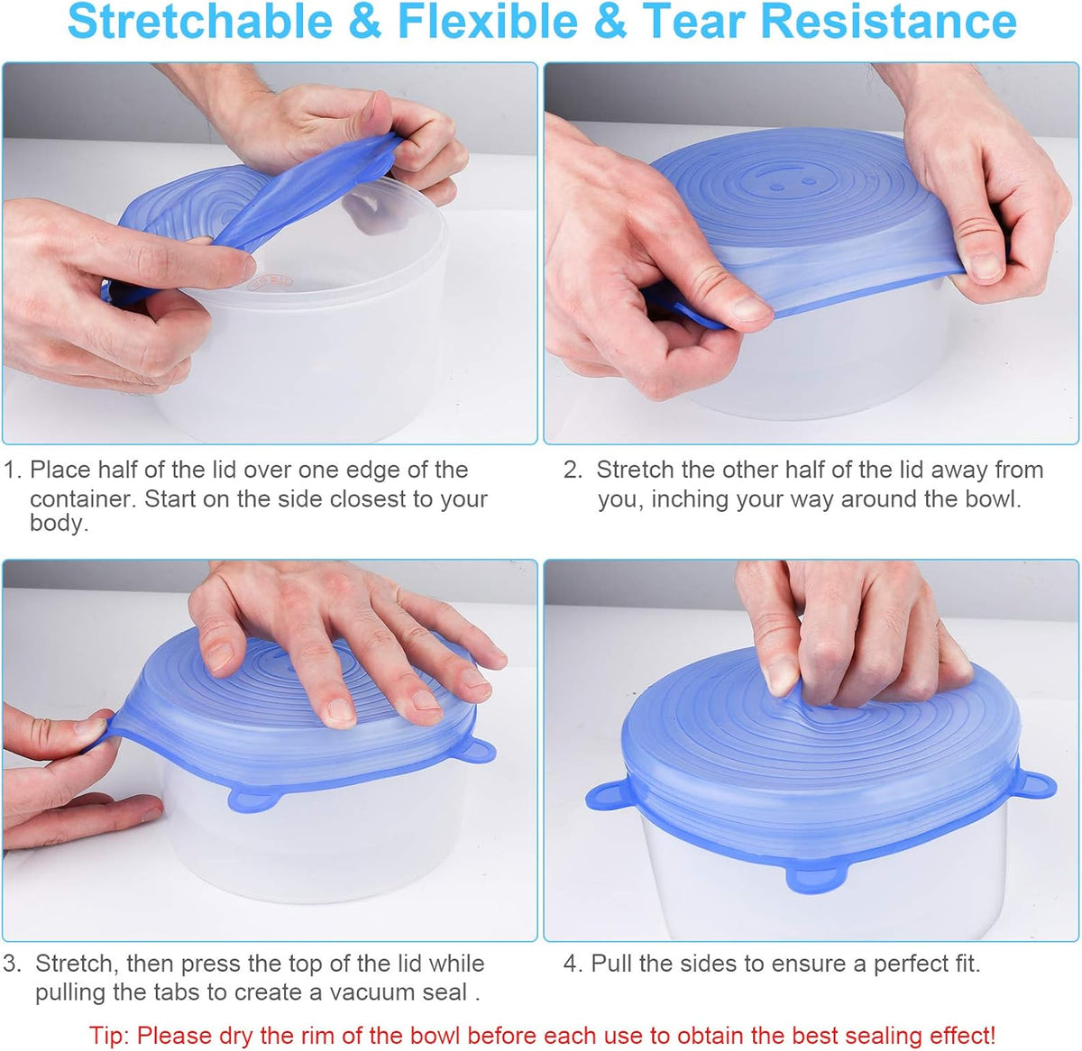 Reusable Silicone Stretch Lids – 6 Piece Set