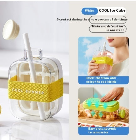 Instant Ice Maker Cup with Straw – One-Press Ice Mold for Chilled Drinks