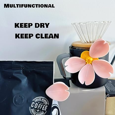 🌸Cherry Blossom Magnetic Bag Clips, Pink Sakura Food Sealing Clip for Kitchen, Decorative Fridge Magnets