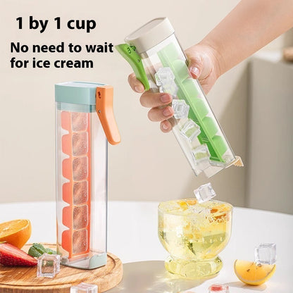Ice Cube Tray with Storage Bin & Lid – Easy Press Release Ice Maker