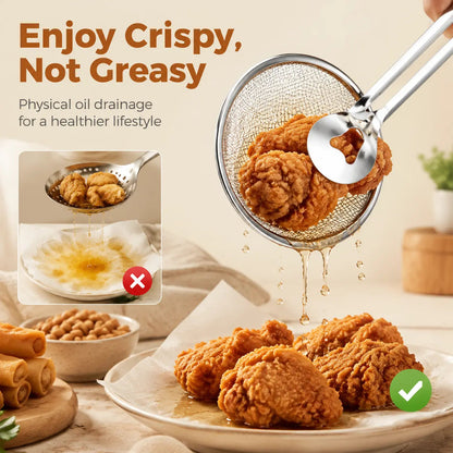 2-in-1 Stainless Steel Oil Strainer Tongs