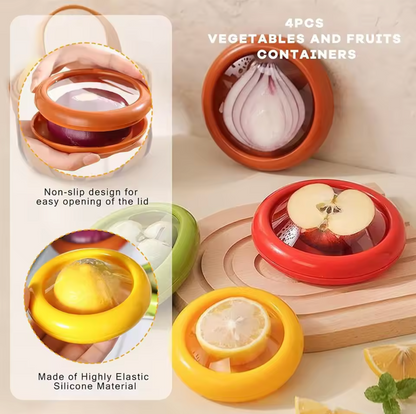 Clear Plastic Film Fruit Storage Container - (4 Pack)
