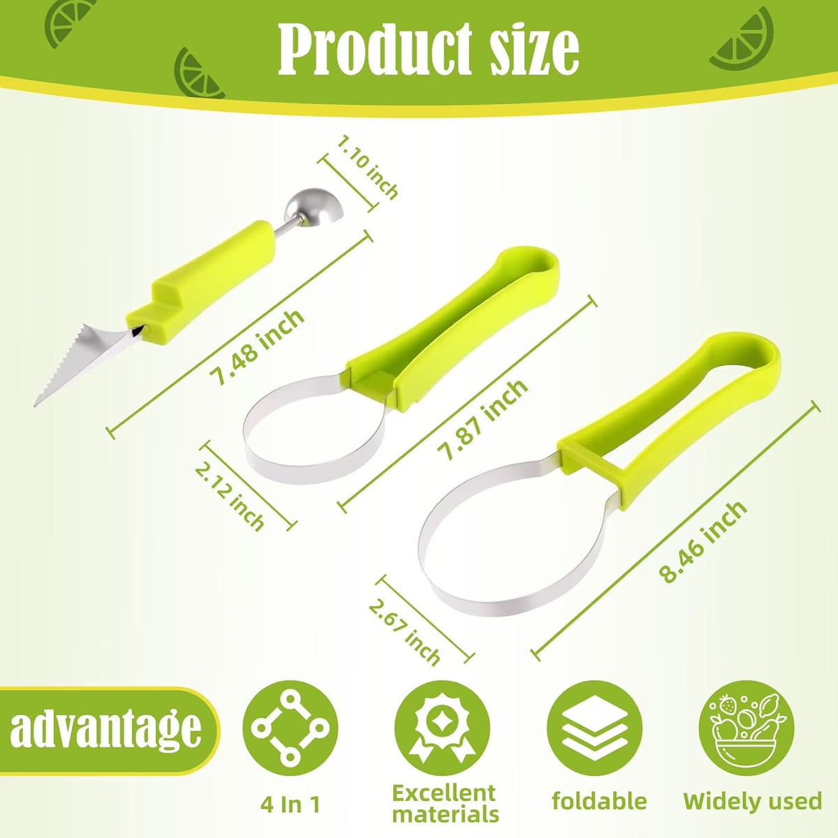 Melon Baller Scoop Set,4 In 1 fruit cutters shapes