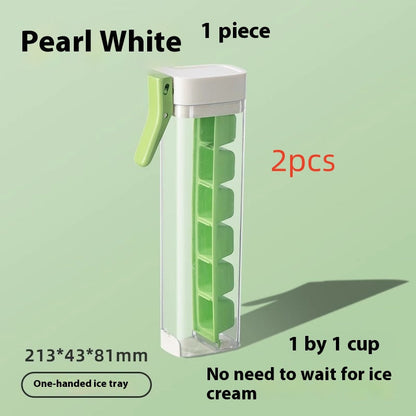 Ice Cube Tray with Storage Bin & Lid – Easy Press Release Ice Maker