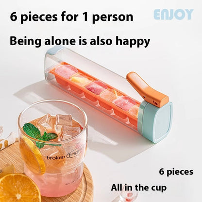Ice Cube Tray with Storage Bin & Lid – Easy Press Release Ice Maker