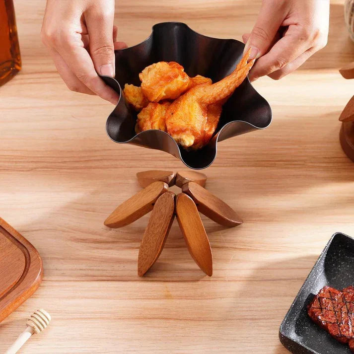 ✨Natural Tree Trivet Set - 4 bamoo Trivets & 1 Stand Like a Christmas Tree
