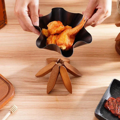 ✨Natural Tree Trivet Set - 4 bamoo Trivets & 1 Stand Like a Christmas Tree