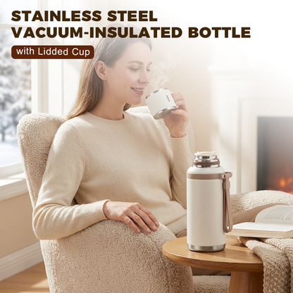 Stainless Steel Vacuum-Insulated Bottle with Lidded Cup