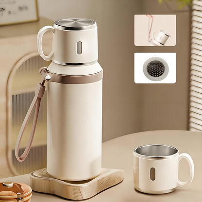Stainless Steel Vacuum-Insulated Bottle with Lidded Cup