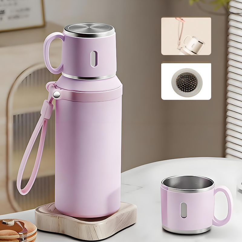 Stainless Steel Vacuum-Insulated Bottle with Lidded Cup