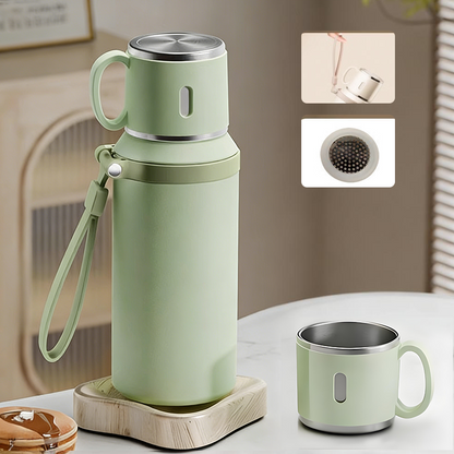 Stainless Steel Vacuum-Insulated Bottle with Lidded Cup